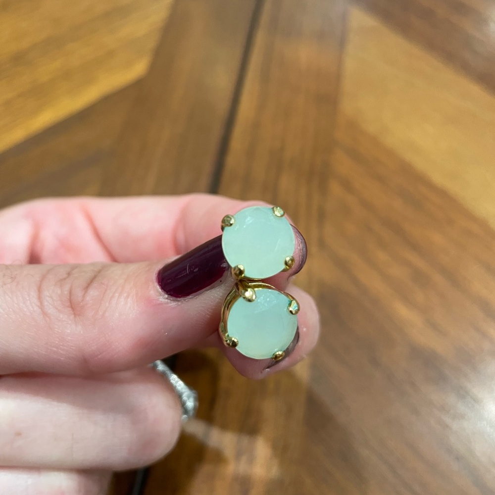Round mint green JCrew stud earrings